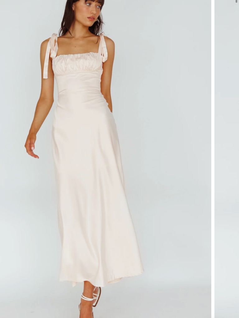 Selfie Leslie Cream Tie-Shoulder Maxi Dress